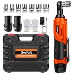 Lucn Ratchet Rattle Nut Gun 3/8" Drive 2X Batteries 150Nm Cordless Impact Wrench Orange