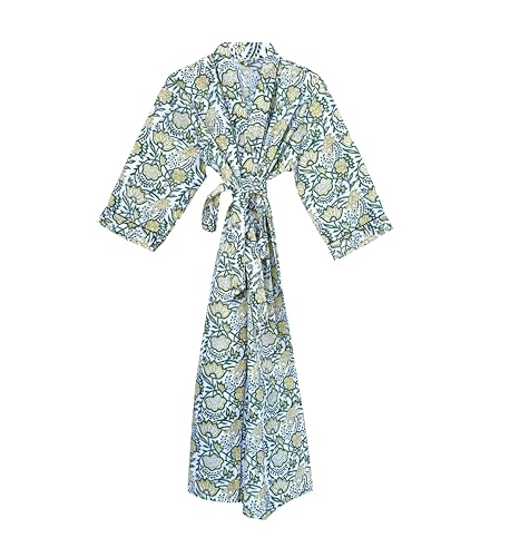 Image of Hand block print Cotton Kimono bikini cover up,Indian Hand block print Cotton Bath Robe,Swim Wear,Nighrwere Dressing Gown