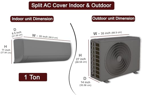 Image of The Furnishing Tree 1 Ton Split AC Cover for Indoor and Outdoor Units Checkered Pattern Maroon