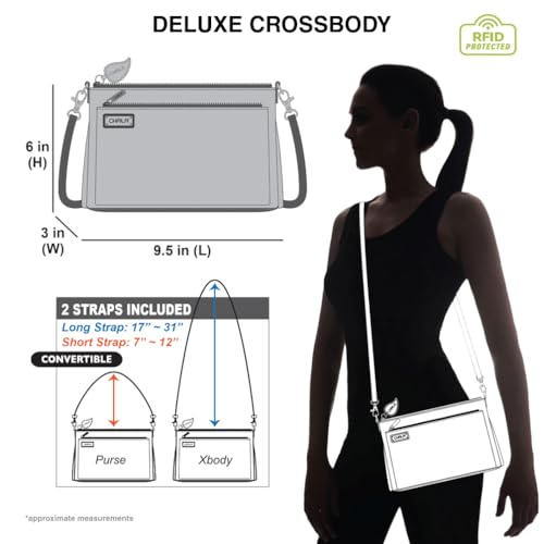 Image of CHALA RFID Protected Vegan Leather Deluxe Crossbody Bag with Adjustable Straps