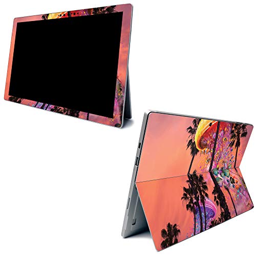Image of MightySkins Carbon Fiber Skin for Microsoft Surface Pro 7 - Jellyfish Palms | Textured Carbon Fiber Finish | Easy to Apply, Remove, and Change Styles | Made in The USA