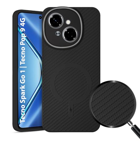 Image of LIRAMARK Rugged Carbon Fibre TPU Armor Silicone Back Cover Case for Tecno Spark Go 1 | Tecno Pop 9 4G