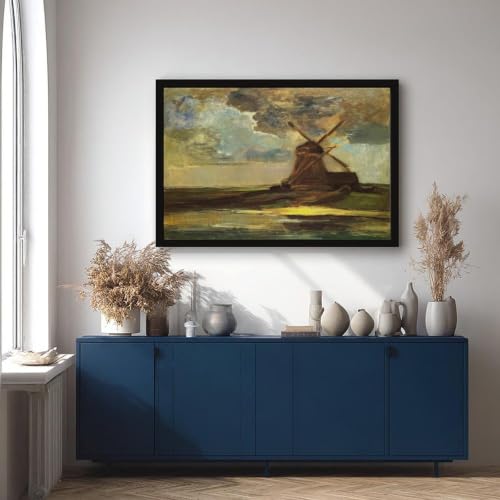 Toile Moulin à vent Piet Mondrian WCYB : cadre déco murale premium