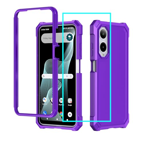 Aulzaju for Cricket Debut S3 Case/AT&T Vista 2 Case with Screen Protector,Cricket Debut S3 Phone Case Full Body Protection,Front Soft Frame Frosted PC Back Military Grade Cover for ATT Vista 2 Purple