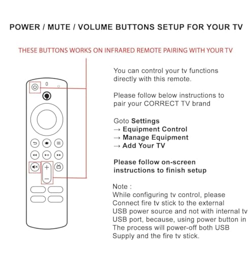 Image of Upix Compatible Amazon Fire TV Stick 3rd Generation Smart TV Remote No. 1113 | with Voice | Exactly Same Remote Will Only Work | Will Work with FIRE TV Stick ONLY | Pairing is Required