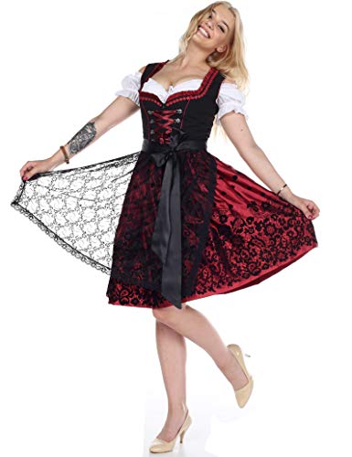 Robe Dirndl Complète 3 Pièces Lifos - Pour Fête De La Bière (Oktoberfest) - Taille 34 à 52 - Avec Chemisier Et Tablier