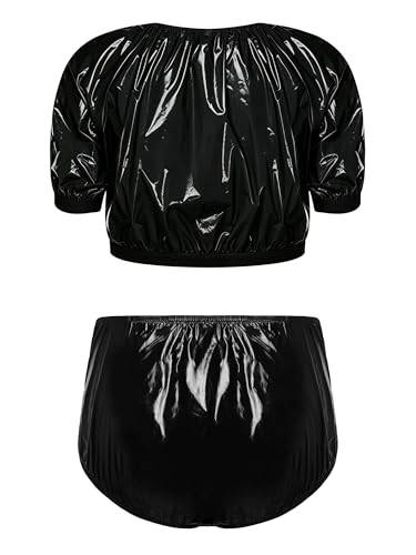 Traje baño dos piezas mujer con top manga corta ropa noche pantalones desprendibles club piscina 2