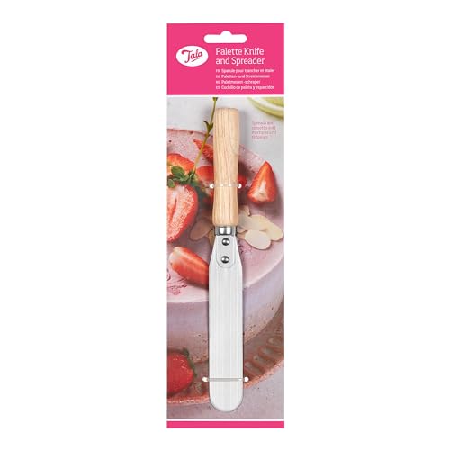 Tala Traditional Style Pallette Knife, Multi-use Kitchen Spatula, Perfect for decorating cakes and freshly baked goods, Stainless Steel Spreader with wooden handle