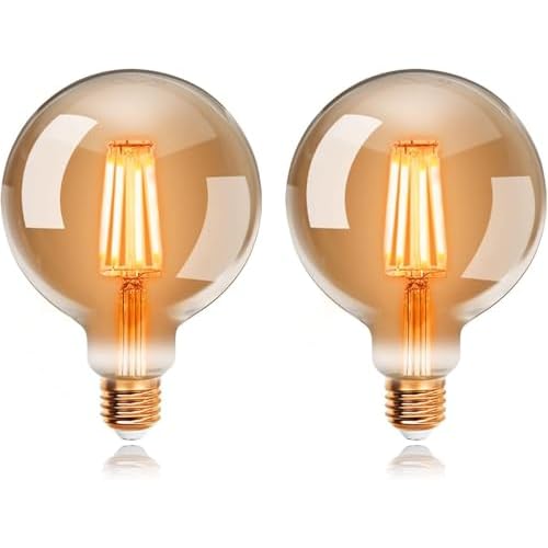 ExtraStar Edison Vintage Glühbirne, G95 E27 LED Filament Lampe, 4W Ersetzt 40W Glühlampe, 400 LM, 2200K Warmweiß, Amber Glas, Nicht Dimmbar, 2 Stück[Energieklasse A++]