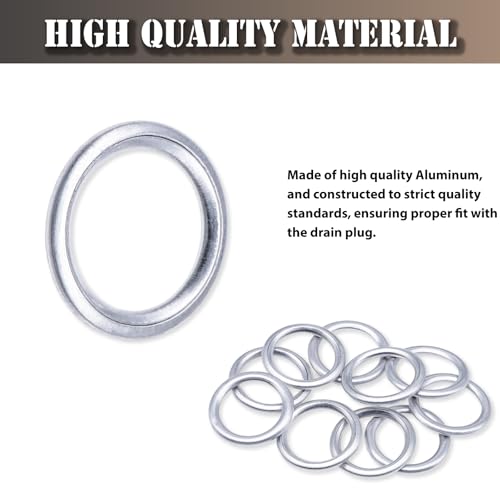Image of 10 PCS Engine Oil Drain Plug Gasket, Automatic Transmission Oil Cooler Washer Drain Plug O-Ring Replacement for N0138157 Audi VW(14x20mm)