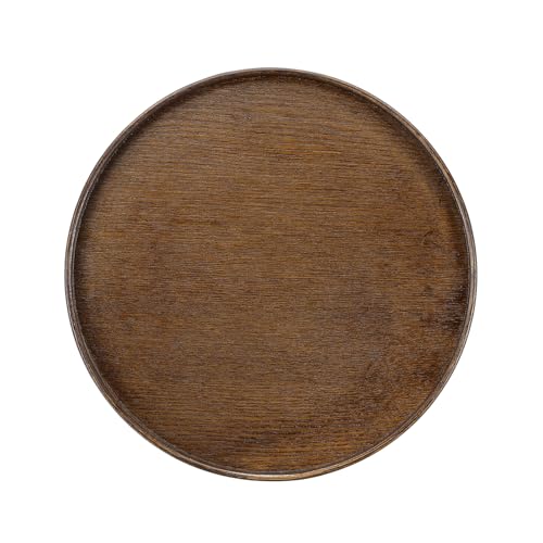 YELARXI Wooden Serving Tray Round Wood Serving Tray Decorative Platter, 10.6 Inch Fit for Home Decor Kitchen Coffee Table Candle Holder, (Brown)