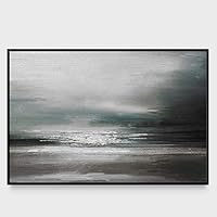 Framed Canvas Wall Art Abstract Seascape Canvas Prints Home Artwork Decoration for Living Room,Bedroom - 16x24 inches