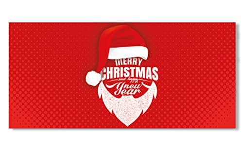 WEiNDOTCOM 10er Set - Grußkarte Rot Cool Santa + transparente Umschläge Cover