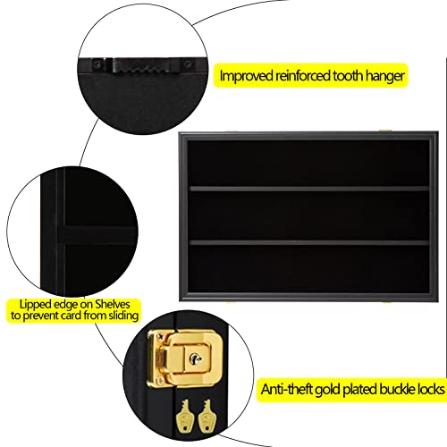 Temgee 24 Baseball Card Display Case - Lockable Sports Graded Card Display Case Wall Mount With Uv Protection Acrylic Door For Baseball Basketball Football Hockey Trading Card Collection #TOP1