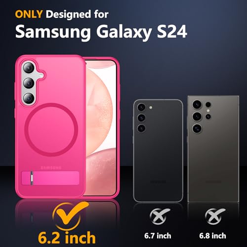 Image of SPIDERCASE Magnetic for Samsung Galaxy S24 Case, [3 Stand Ways][ Military Grade Drop Protection] with Invisible Stand Shockproof Slim Case for S24 6.2 inch,Rose Red
