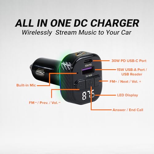 image for Armor All FM Bluetooth Transmitter and Quick Charger, Wireless Bluetoo