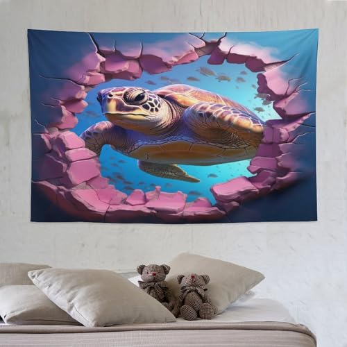 Tapisserie tortue de mer impression 3D tenture murale grand format 150x230cm pour décoration maison