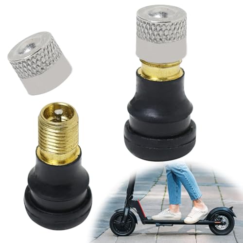 Wonvify Válvula de Neumático Tubeless - 2Pcs Valvula antiretorno Aire - Válvula Tubeless Compatible con Patinete Eléctrico - Válvula Tubeless Schrader Recta