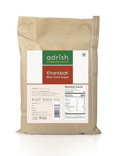 Image of Adrish Zerowaste Organic Desi Khand (5kg) - Unrefined Khandsari | Raw Khand | Unprocessed Sugarcane Khandsari Sugar | Khandsari Sugar | Chemical Free Khand | Pesticides Free Khandsari | Sulphur-free Khand Sugar