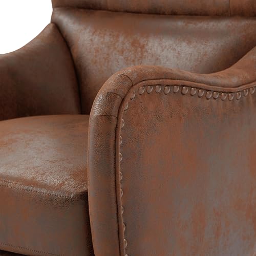 Sillón Alto Respaldar con Tachuelas Marrón miniatura 7