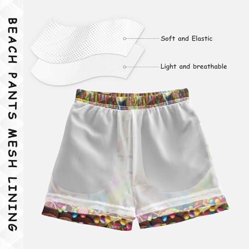 Easter Candy Shop Boys Swim Trunks Quick Dry Toddler Swimsuit Boy Board Shorts Swimwear Bathing Suits XL Multi4