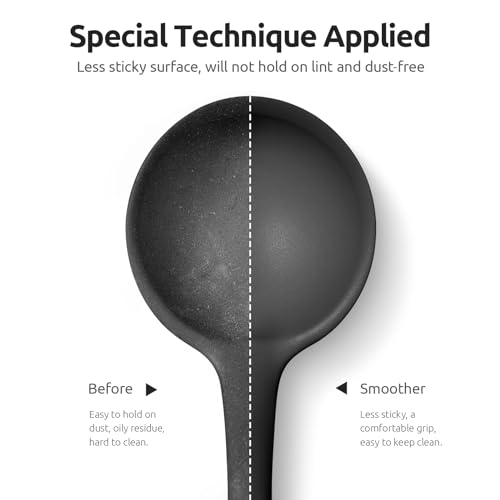 34 cm Silicone Soup Ladle: U-Taste 315℃ Heat Resistant Non-Stick Seamless Rubber Large Kitchen Deep Serving Spoon with Non-Slip Solid Long Handle for Cooking Sauce, Stews, Gravies, Chili (Black) - Image 6