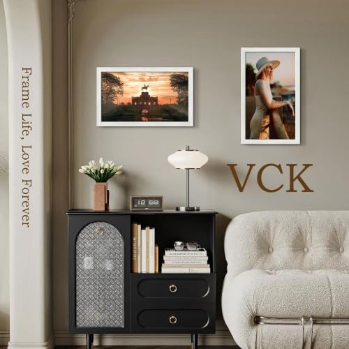 Image of VCK 14x24 Picture Frames 3 Pack, White Wood Poster Frame, Wall Display | Easy Hanging, 1.1in Wide Border, Clear Plexiglass, Horizontal & Vertical for Print, Artwork, Office, Home Decor & Hallways
