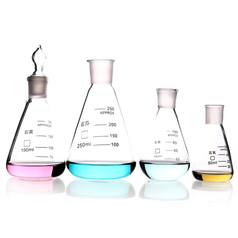 Fiole conique en verre de quartz de 100 ml, Erlenmeyer de laboratoire résistant - 4