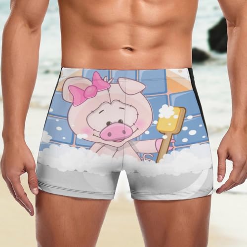 Slip de bain homme extensible imprimé cochon avec textile haute résistance - 5