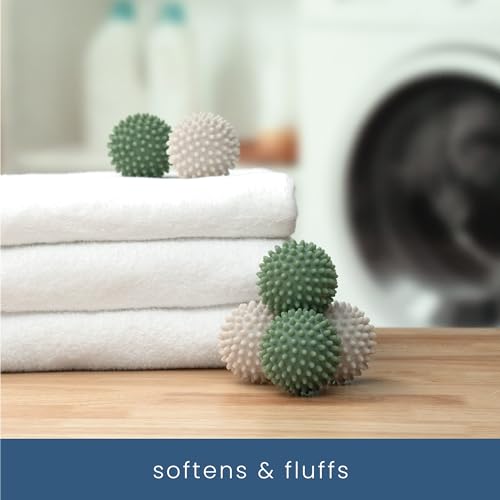S&T INC. Reusable Plastic Dryer Balls, Fabric Softener for Laundry, Sage and Grey, 2.5 in, 6 Pack