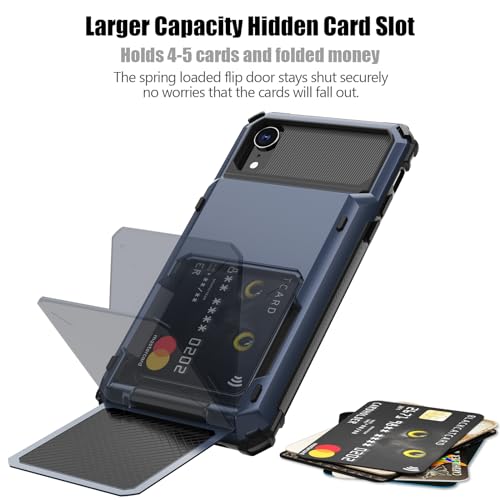 Nvollnoe IPHONE XR Case With Card Holder[Store 5 Cards] Dual Layer Heavy Duty Shockproof Wallet Case With Hidden Card Slot Large Storage Case For Iphone Xr thumb #1