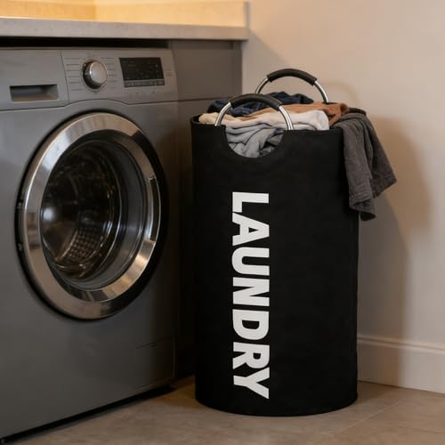 Cesta Grande De 90 L, Organizador De Ropa Plegable, Asas De Transporte Para Dormitorio, Baño, Sala De Estar, Solución De Almacenamiento Que Ahorra Espacio, Color Negro Cesta Grande De 90 L, Organizador De Ropa Plegable, Asas De Transporte Para Dormitorio, Baño, Sala De Estar, Solución De Almacenamiento Que Ahorra Espacio, Color Negro