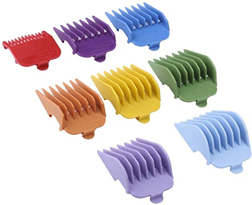 Professional Hair Clipper Guide Combs, Replacement Guards Set, 8 Color 8 Length Attachment Guide Combs, Great Fits for All Full-Size Wahl Clippers/Trimmers