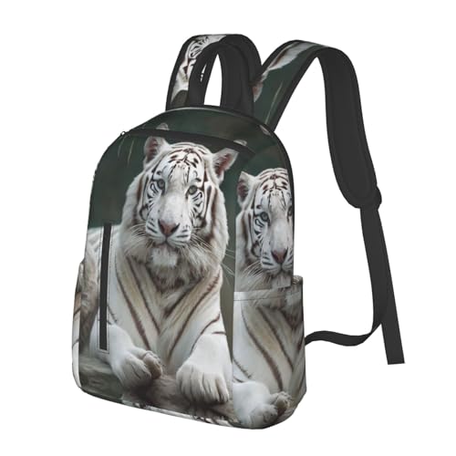 Sac à dos imprimé Tiger03 blanc et noir taille unique - 2