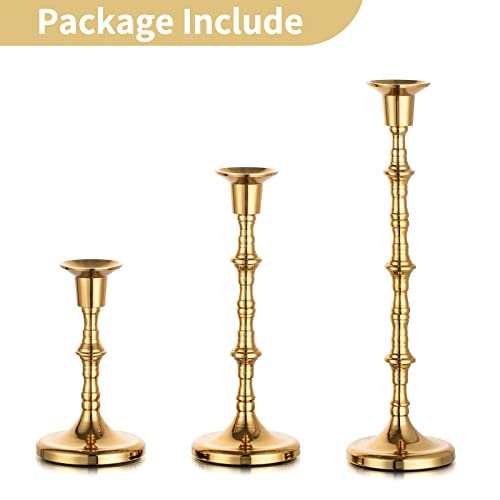 Nuptio Gold Candle Holders Taper Candlestick Holders Tall Thin Candle Sticks Candleholders Modern Metal Candle Holder For Wedding Gift Housewarming Gift Friendship Gifts Set Of 3 thumb #6