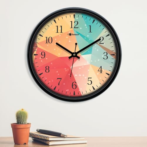 Image of Modern Multicolor Geometric Wall Clock Silent Non-Ticking Analog Quartz Clock for Living Room, Bedroom and Contemporary Home Decor-BWC-1248
