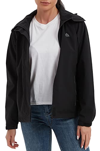 MOERDENG Black Medium Hooded Waterproof Rain Jacket for Women - Image 4