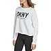 DKNY Women's Performance Raw Edge Glitter Script Logo Cropped, White