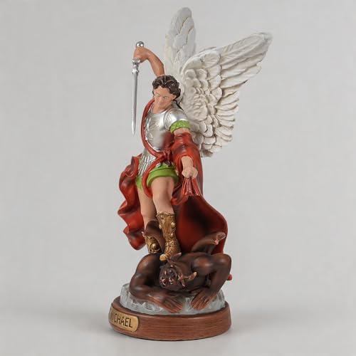 Estatua de San Miguel Arcángel color beige 12 pulgadas miniatura 6