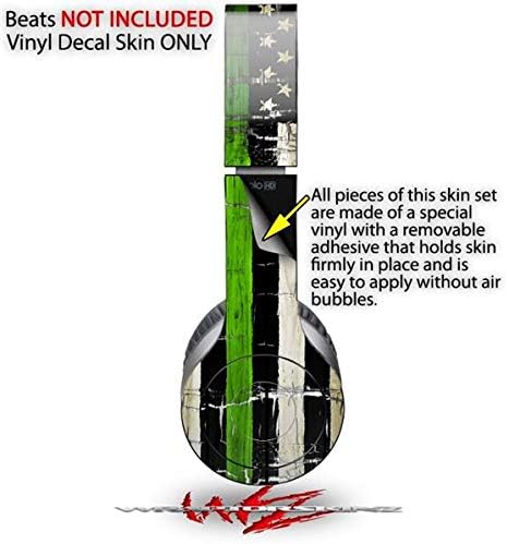 Skin Decal Wrap Works with Original Beats Solo HD Headphones Painted Faded and Cracked Green Line USA American Flag Skin Only (Headphones NOT Included)