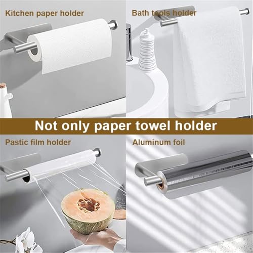 Portarollos de cocina sin taladro en acero inoxidable con gancho multiusos 5