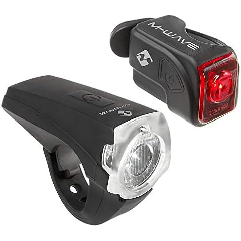 Messingschlager Fahrrad LED Akkulampenset M-Wave schwarz Cover