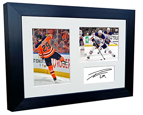 Kitbags & Lockers 12x8 A4 Leon Draisaitl Edmonton Oilers NHL Autographed Signed Photo Photograph Picture Frame Ice Hockey Poster Gift Triple