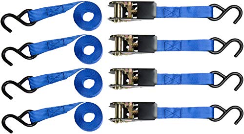 RPS Outdoors TOW-333 Blue 1  x 10  Ratchet Tie Down Straps (900 lb Break Strength), 4-Pack