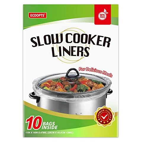 ECOOPTS Slow Cooker Liners Disposable Cooking Bags Small Size Pot Liners Fit 1QT to 3QT Suitable for Oval & Round Pot (10) Cover