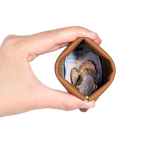 Image of Travelambo Leather Squeeze Coin Purse Pouch Change Holder For Men & Women 2 pcs set