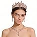 Kamirola Tiaras and Crowns for Women,Tiaras Earrings Necklace, Crystal Bridal Jewelry Set (Gold Pink)