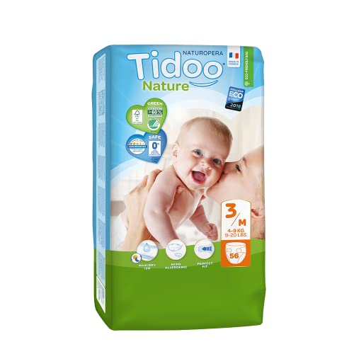 168 Couches Ecologiques T3 (4 à 9kg) 12H Anti-Fuites & Fabriquées en France- Pack 1 mois Cover