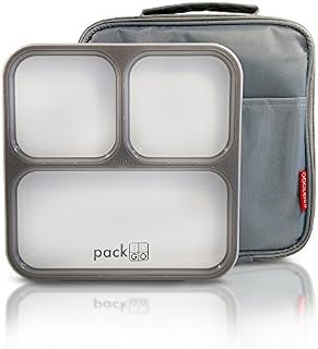 PackTOGO Portion Control Slim Bento Lunch Box Container Set w/Insulated Lunch Bag