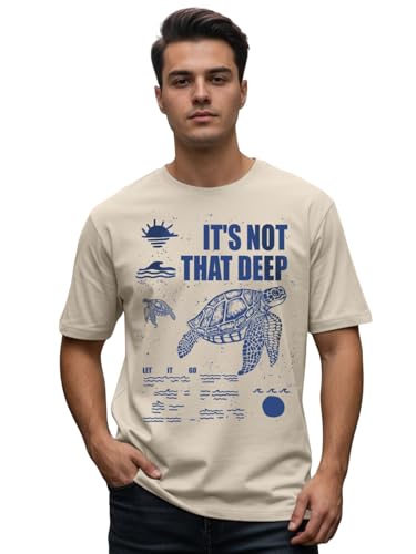 Image of Veirdo Regular Fit Half Sleeves Round Neck Arizona Typographic Printed Pure Cotton T-Shirt for Men (Colors: Green & Navy)